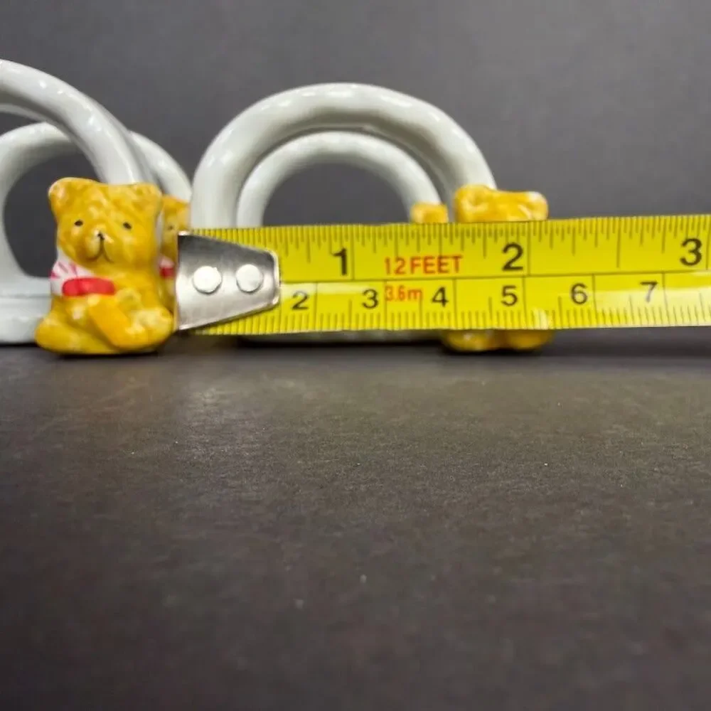 Set of 4 Vintage Ceramic Teddy Bear Napkins Rings, Country, Kitsch, Cozy